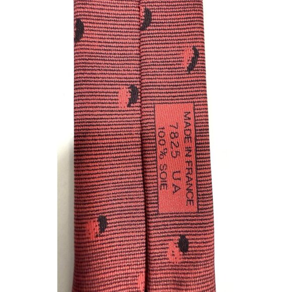 Hermes Mens Necktie 100% Silk Red Abstract Geometric Designer Tie Made In France - Picture 8 of 9